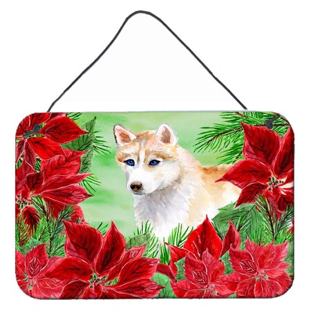 Carolines Treasures Siberian Husky Poinsettas Wall or Door Hanging Print CK1303DS812